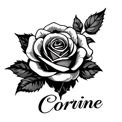 The Name Corrine With A Rose Design Combining Elements