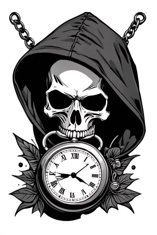 Reaper Skull With Hoodie Looking Pocket Watch