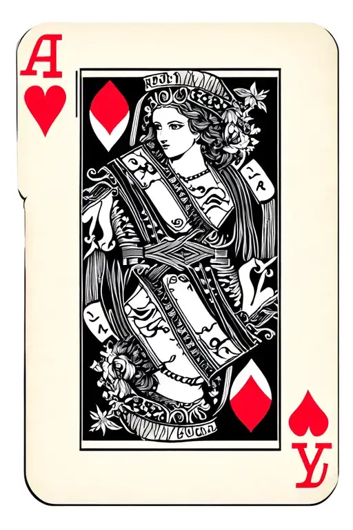 Queen Of Hearts Playing Card With Boat