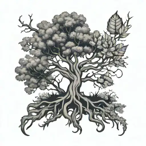 Gemini Signs With Tree Roots Growing Trees With Leafs