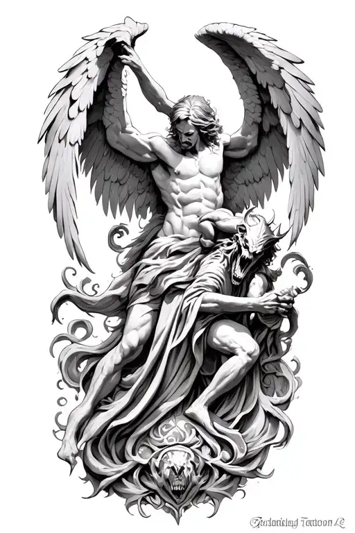 Arch Angel Defeating A Demon