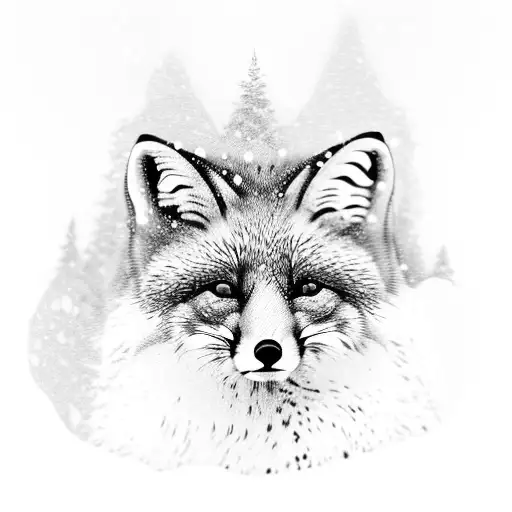 A Small Mountain Fox Gracefully Camouflaged In A Snowy Mountainous Landscape