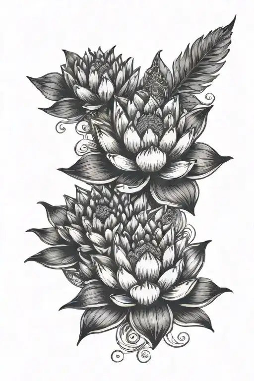 Thai Kinnaree Next To Lotus Flower