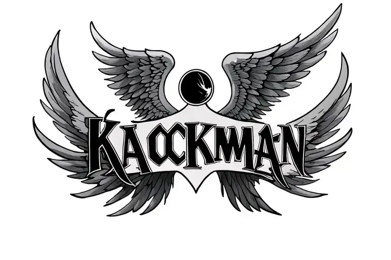 The Word Kackman Above A Set Of Wings Spread Out