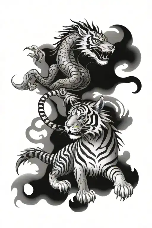 Tiger And Dragon Flying
