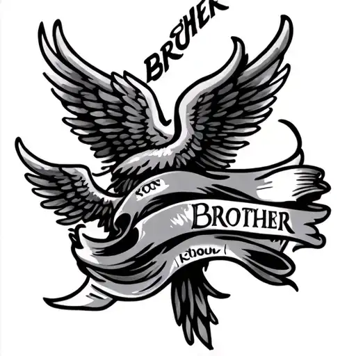 Brother Memorial Tattoo Design Featuring Wings