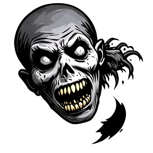 Black And White Round Icon Of A Zombie