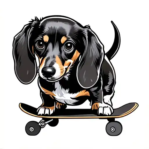 Sausage Dog On Skateboard
