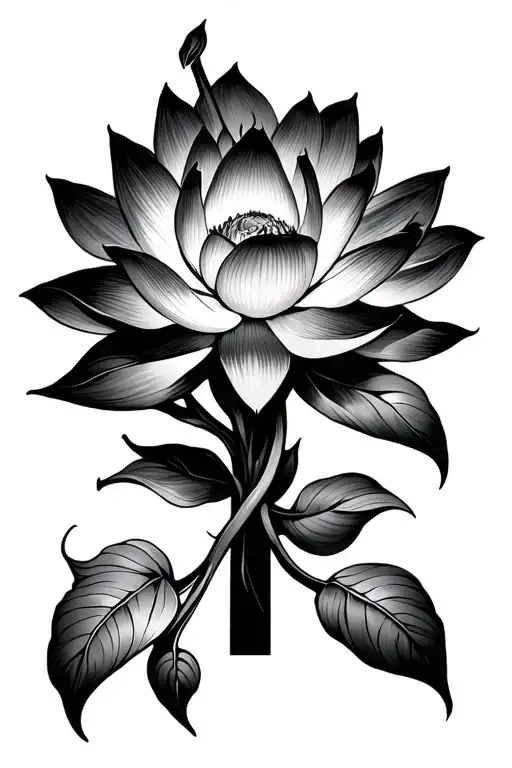 Lotus Flower And Christian Cross