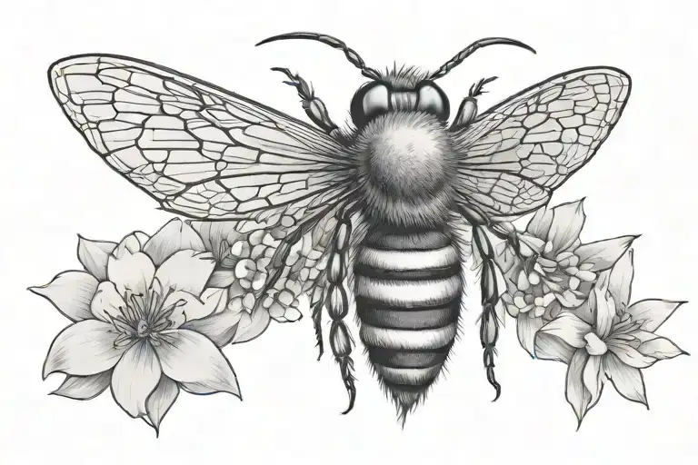 Bee Flower Wings Spread