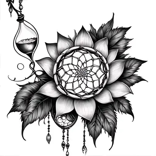 Lotus Flower Hour Glass Filled Dream Catcher Entangled