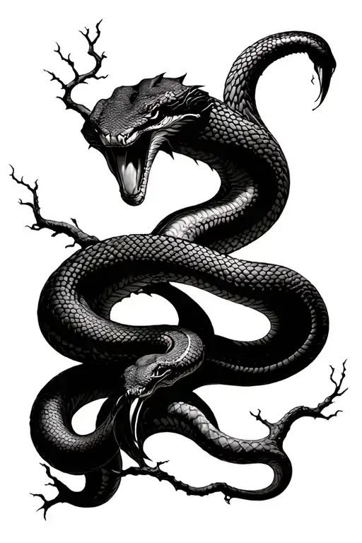 Tree Of Knowledge Of Good And Evil With A Snake Wrapping Around It