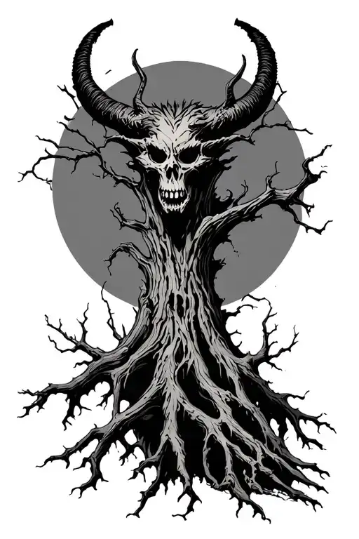 Dead Tree With Demon Behind It