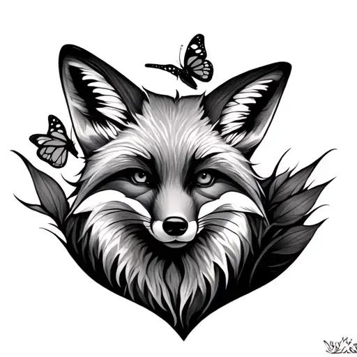 Fox With Butterfly