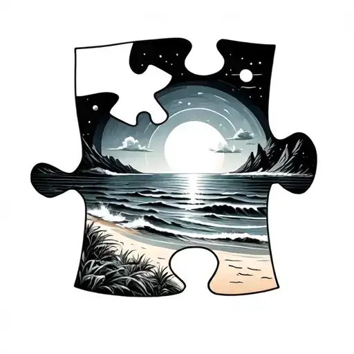 2 Puzzle Piece Desert Meets Ocean