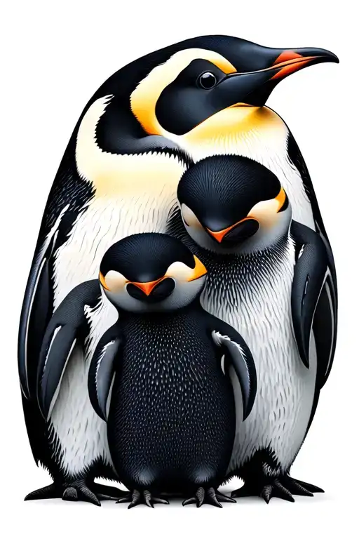 Minimalist Penguin Family Representing Mother Father And Two Childs