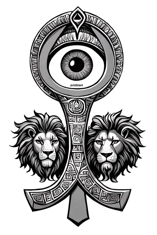 Ankh Symbol With Eye With Lion