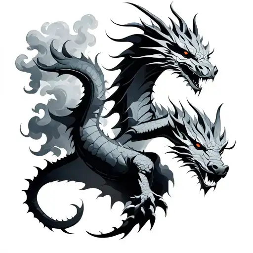 Mythical Dragon Rising From Smoke Forming The Shape