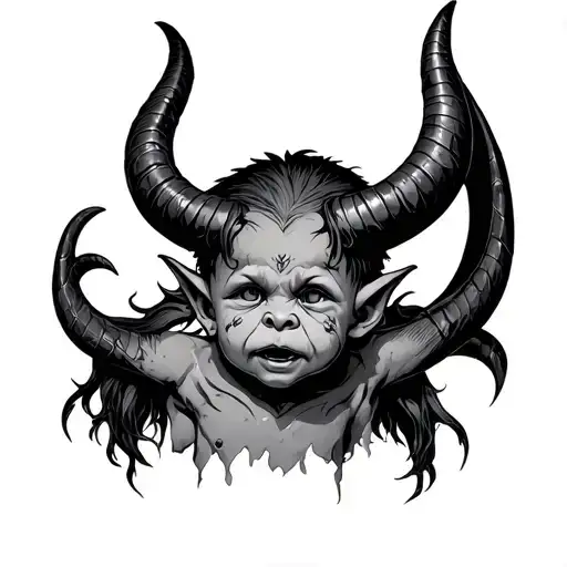 A Demon Child With Horns