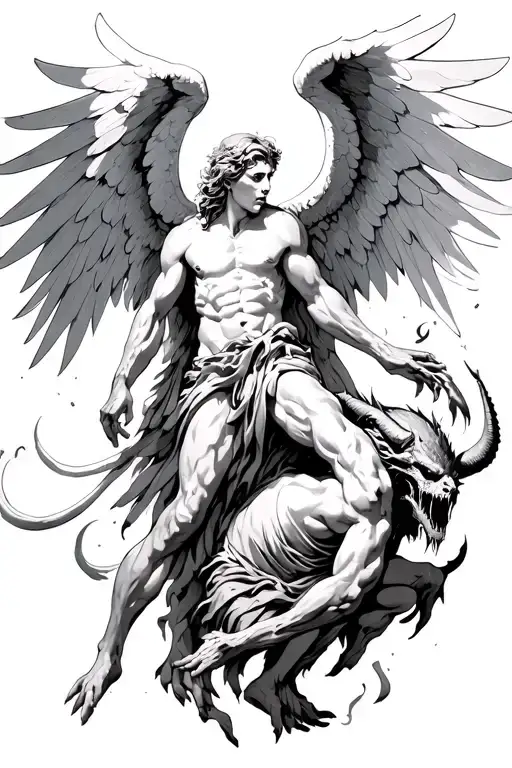 Arch Angel Defeating A Demon