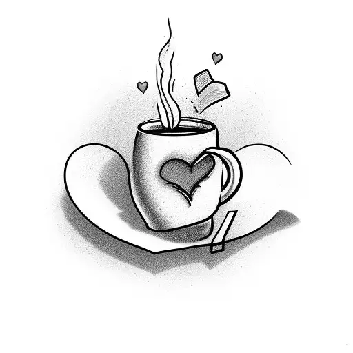 A Heart-shaped Vinyl Record With A Book And A Coffee Cup On Top