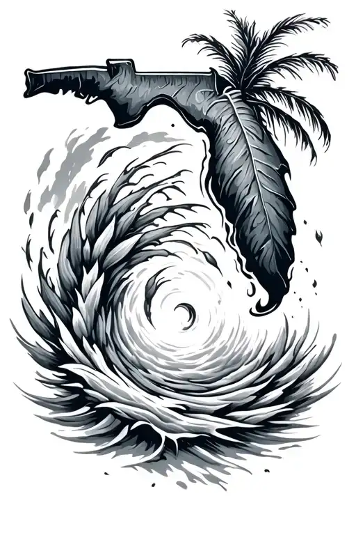 Florida Outline With Hurricane Approaching