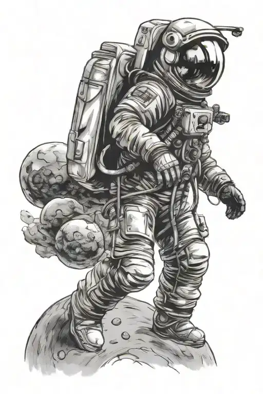 Astronaut Standing On Moon