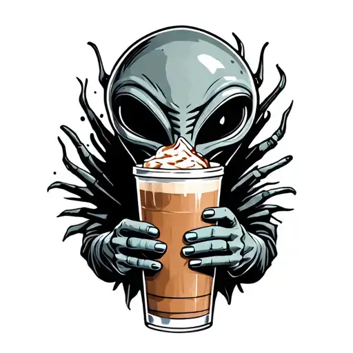 Alien Holding Iced Coffee