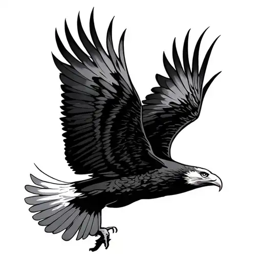 Eagle Flying With Lightning Striking