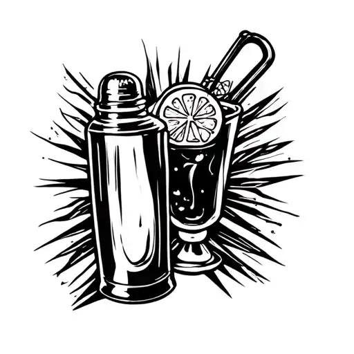 Shakers Cocktail Travel Neck Tattoo Design