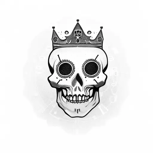 Calavera Wearing A Crown Of Clocks