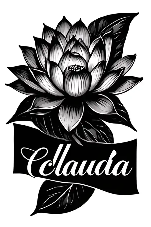 Claudia Name With Lotus Flower