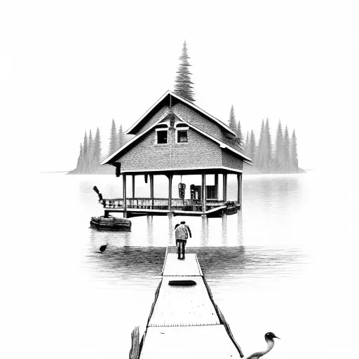 Lake Dock With Dad And 2 Boys