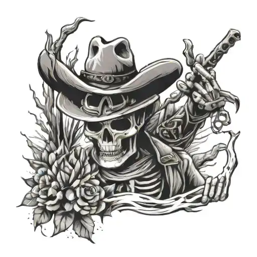 Skeleton Cowboy With Cactus