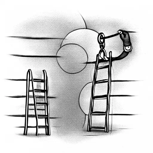 Money With Handcuff And Ladder Sunrise