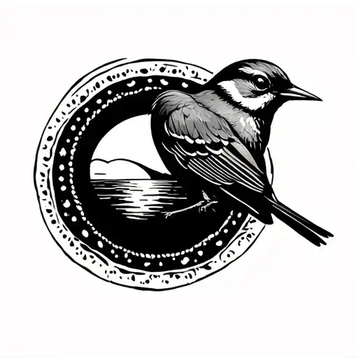 Wren In Front Of The Sun Setting