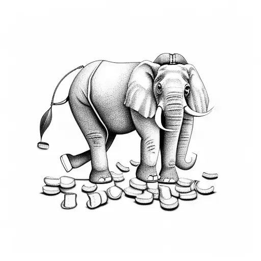 An Elephant Playing A Guitar Surrounded By Coffee Beans