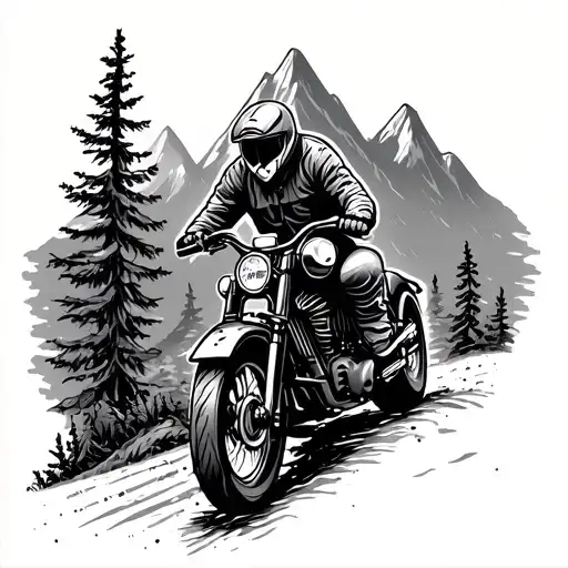 Adventure Motorcycle Riding On Nature And Mountains