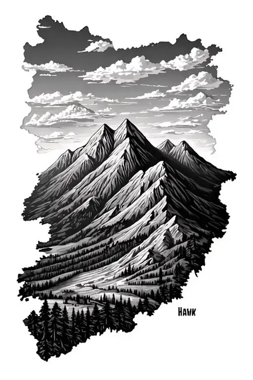 Red Hawk Mountain Landscape Topo Map