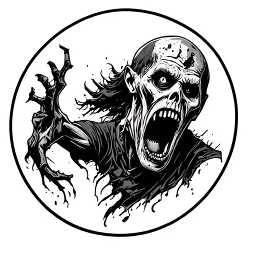 Round Black And White Icon Of A Zombie Zomboid Project