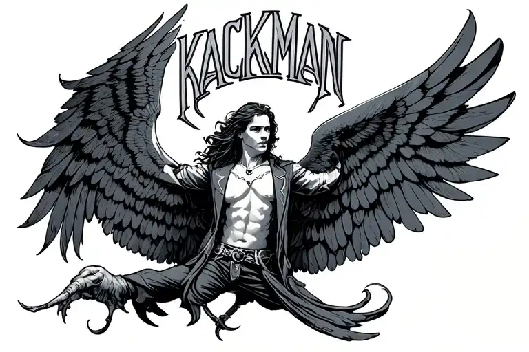 The Word Kackman On Wings Spread Out