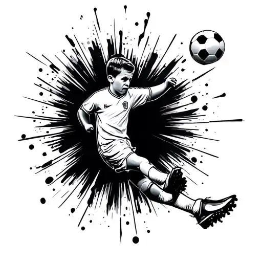 Infant Foot Print Forming Soccer Player Kicking
