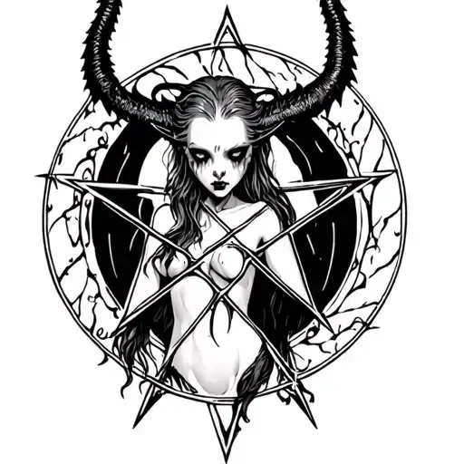 Nude Demon Girl Dead Bodies Pentagram Life And Death Gothic Horror