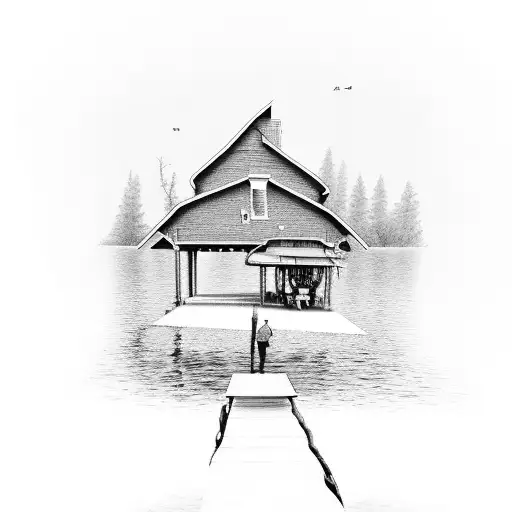 Lake Dock With Dad And 2 Boys