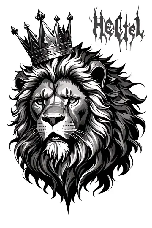 Lion Head With Crown And Heaven Vs Hell Background