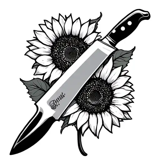 Cleaver Knife And Sunflower
