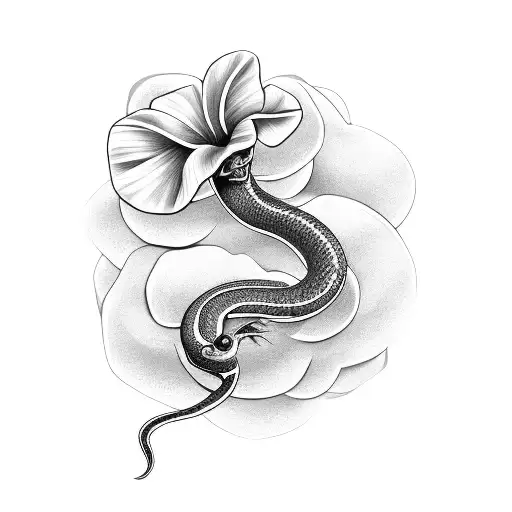 Snake With Hawaiian Habiscus Flowers