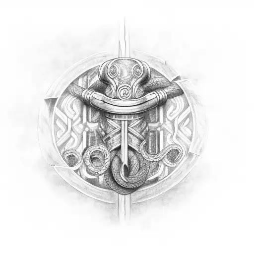 Mjolnir And Jormungandr Forearm Tattoo Norse