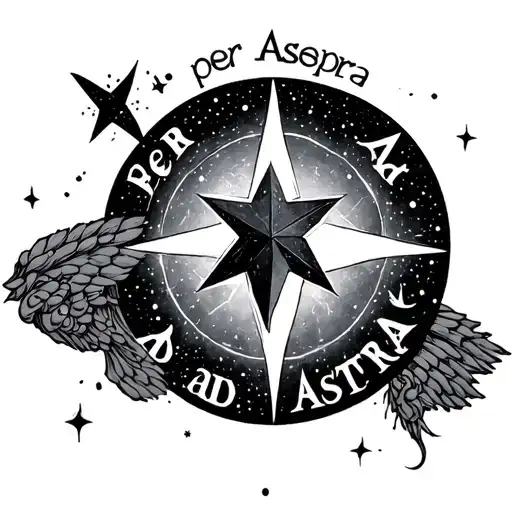 Per Aspera Ad Astra With A Star Sign