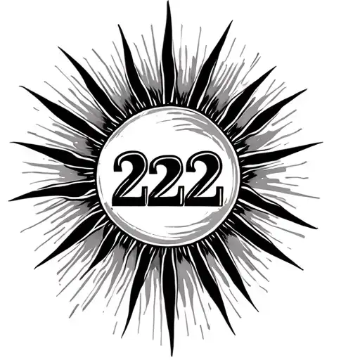 Number 222 Incorporated Within A Sun Rising